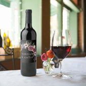 Elegant Dark Floral Cascade Black Burgundy Wijn Etiket