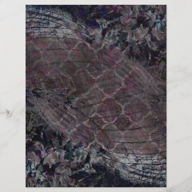 Elegant Dark Floral Grunge Scrapbook Paper (Voorkant)