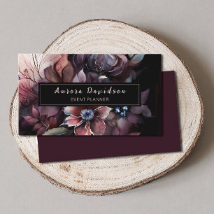 Elegant Dark Floral op zwart Visitekaartje