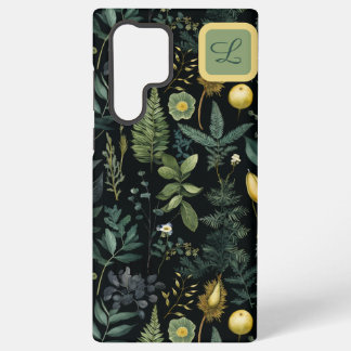 Elegant Dark Floral  – Personalized Botanical Samsung Galaxy Hoesje