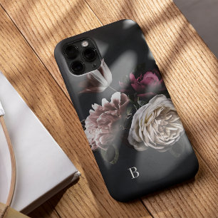 Elegant Dark Floral Roos Monogram iPhone 11 Hoesje
