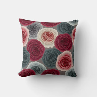 Elegant Dark Floral Rose Pattern Throw Pillow Kussen