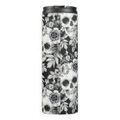 Elegant Dark Floral Skulls op Black Personalized Thermosbeker (Achterkant)