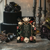 Elegant Dark Floral Vintage Wedding Invitation Kaart
