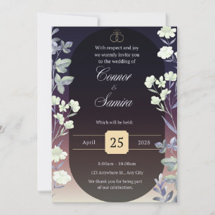 Elegant Dark Floral Wedding Invitation