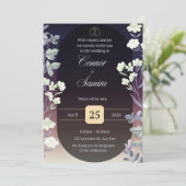 Elegant Dark Floral Wedding Invitation (Debout devant)