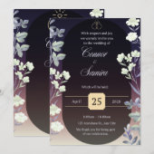 Elegant Dark Floral Wedding Invitation (Devant / Derrière)