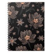 Elegant Dark Flower Pattern Spiral Notitieboek (Voorkant)