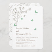 Elegant Dark Gold Butterfly bruiloft Kaart (Voorkant / Achterkant)