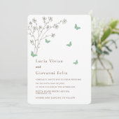 Elegant Dark Gold Butterfly bruiloft Kaart (Staand voorkant)