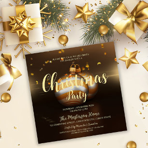 Elegant Dark Gold-kerstfeest uitnodiging