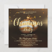 Elegant Dark Gold-kerstfeest uitnodiging (Voorkant)