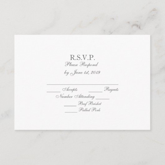 Elegant Dark Gray White Formal Wedding RSVP-kaarte Informatiekaartje (Voorkant)