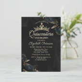 Elegant Dark Green Roses Gothic Quinceañera  Kaart (Staand voorkant)