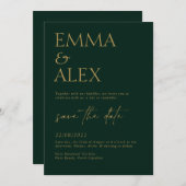 Elegant Dark Green Wedding Invitation Kaart (Voorkant / Achterkant)