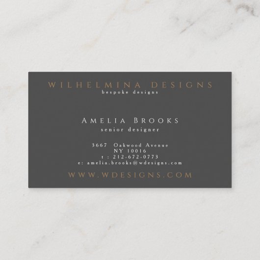 Elegant Dark Grey Gold Monogram Luxalist Visitekaartje (Achterkant)