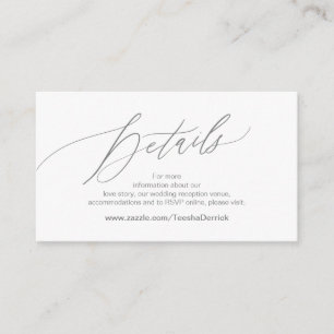 Elegant Dark Grey, Wedding Details, Online RSVP Informatiekaartje