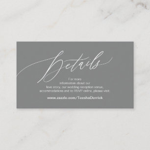 Elegant Dark Grey, Wedding Details, Online RSVP Informatiekaartje