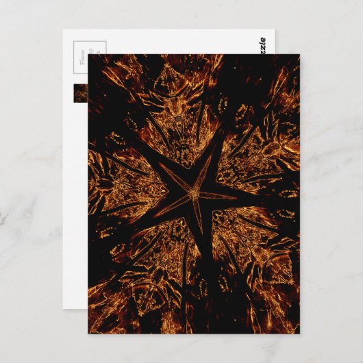 Elegant Dark Kaleidoscopic Design Black Brown Star Briefkaart (Voorkant / Achterkant)