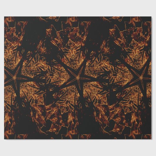 Elegant Dark Kaleidoscopic Design Black Brown Star Cadeaupapier (Vlak)