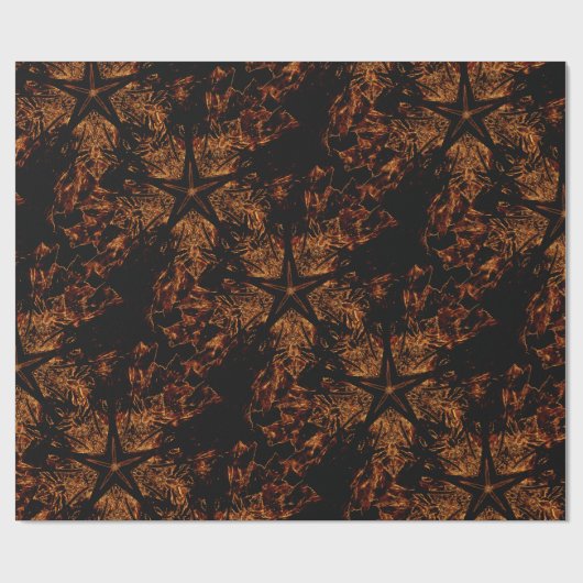 Elegant Dark Kaleidoscopic Design Black Brown Star Cadeaupapier (Vlak)