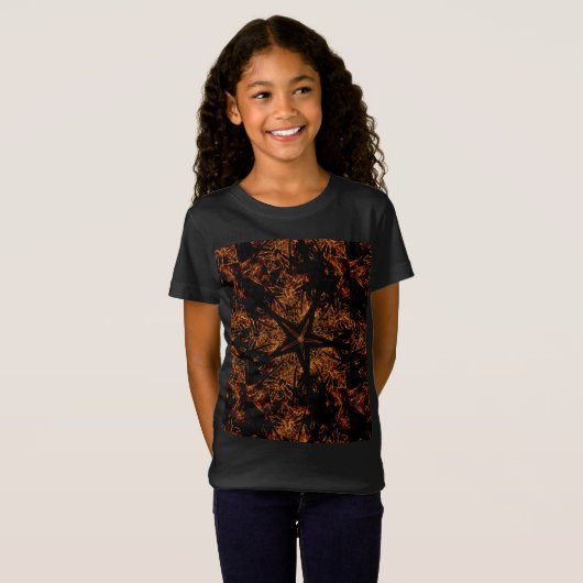 Elegant Dark Kaleidoscopic Design Black Brown Star T-shirt (Voorkant volledig)