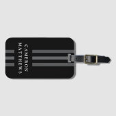 Elegant dark lines modern monogrammen zwart bagagelabel (Voorkant (horizontaal))