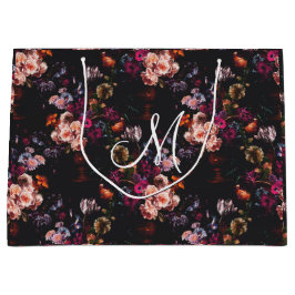 Elegant  Dark Moody Bourgondië Floral Groot Cadeauzakje