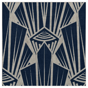 Elegant dark navy art deco abstracte geometrische stof