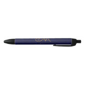 Elegant Dark Navy Blue Gold Wedding Monogram Zwarte Inkt Pen (Bodem)