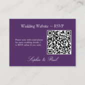 Elegant Dark Paars QR Code Website RSVP Card Informatiekaartje (Voorkant)