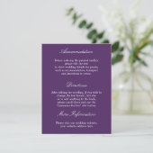 Elegant Dark Paars Wedding Details Kaart (Staand voorkant)