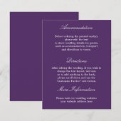 Elegant Dark Paars Wedding Details Kaart (Voorkant / Achterkant)