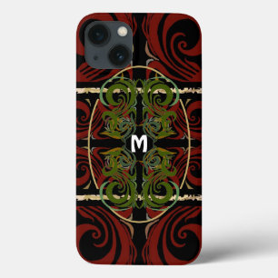 Elegant Dark Pattern Monogram iPhone 13 Hoesje