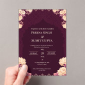 Elegant Dark Purple Acrylic Wedding Invitation (In situ (ordinateur de poche))