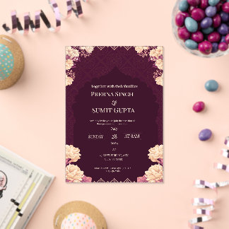 Elegant Dark Purple Acrylic Wedding Invitation