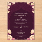 Elegant Dark Purple Acrylic Wedding Invitation (Recto)