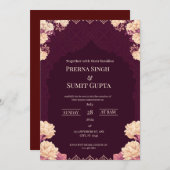 Elegant Dark Purple Wedding Invitation (Devant / Derrière)