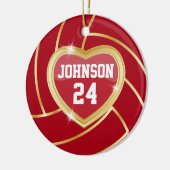 Elegant Dark Red en Gold Volleyball Keramisch Ornament (Links)