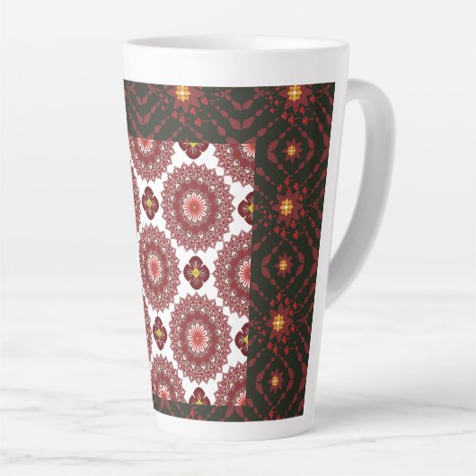 Elegant Dark Red Geometric Pattern Ceramic Mug – A (Angle droit)