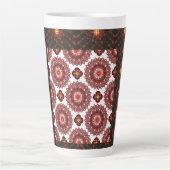 Elegant Dark Red Geometric Pattern Ceramic Mug – A (Devant)