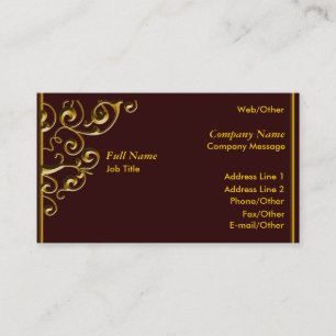 Elegant Dark Red, Gold Swirl-visitekaartje Visitekaartje