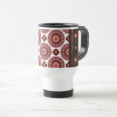 Elegant Dark Red Mandala Geometric Travel Mug – In (Devant droit)