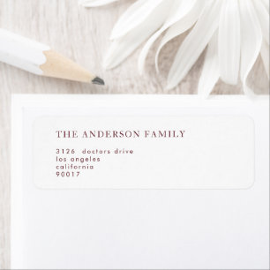 Elegant Dark Red Plum Burgundy White Het huwelijk Etiket