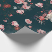 Elegant Dark Rich Dutch Floral roze Roses Cadeaupapier (Hoek)