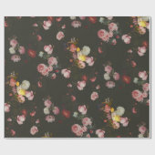 Elegant Dark Rich Dutch Floral roze Roses Cadeaupapier (Vlak)