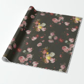 Elegant Dark Rich Dutch Floral roze Roses Cadeaupapier (Uitgerold)