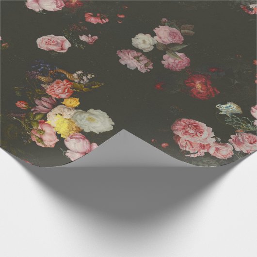 Elegant Dark Rich Dutch Floral roze Roses Cadeaupapier (Hoek)