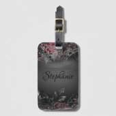 Elegant Dark Rozen Monogram Bagagelabel (Voorkant (verticaal))