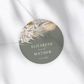 Elegant Dark Sage Pampas Grass Wedding Ronde Sticker